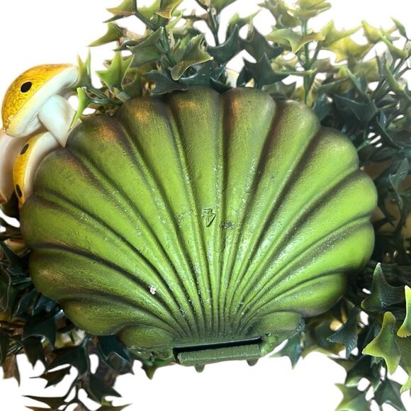 Vintage Mushroom Wall Hanging Green Iron MCM Mid Century Modern Polka Dot READ - Picture 8 of 8